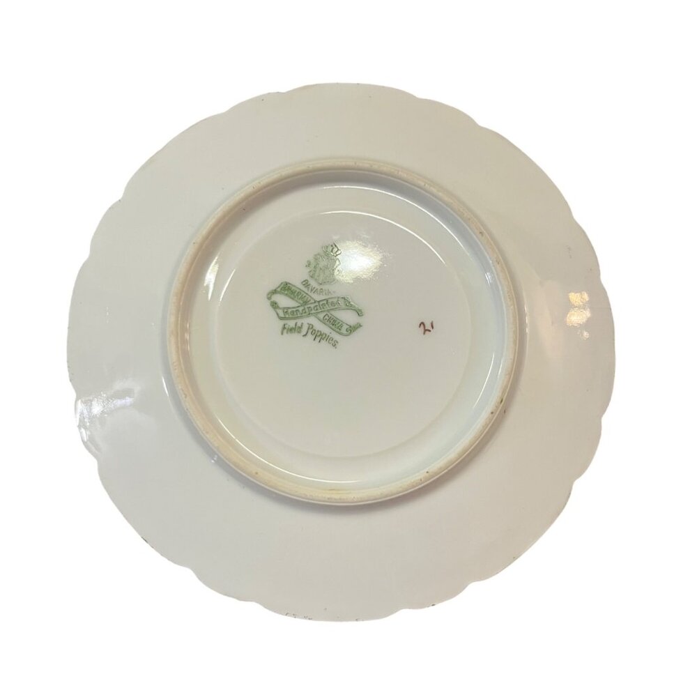 Vintage Bavarian Hand Painted Poppy Porcelain Saucer PT Bavaria Used - Picture 6 of 9